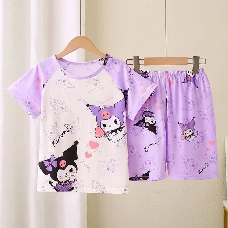 Saniro Hello Kitty Clothes Set Short Sleeve 2pcs Tshirt+Short 1 2 3 Years Old Summer New Clothing Girls Casual Loose - M & M Global