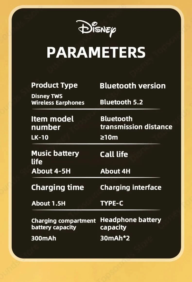Choice US Disney LK-10 Bluetooth 5.2 Accurate Listening Earphones Oversized Moving Coil Speakers Headset Lightweight Headphones