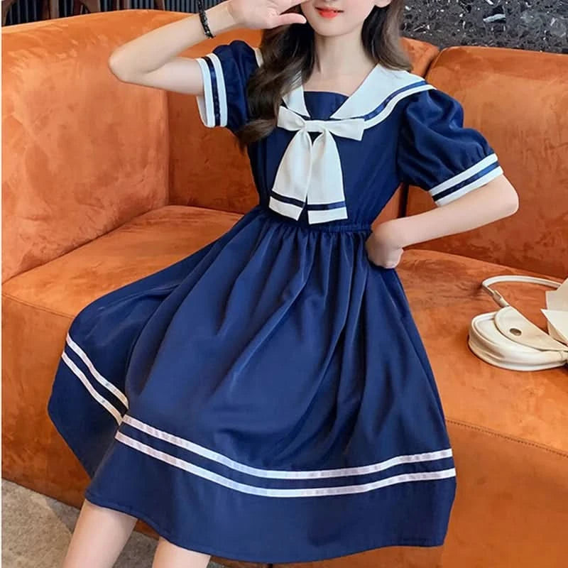 Girls School Dress Summer Dresses for Kids Costume Preppy Style School Teenagers Children Clothes Vestidos Dresses - M & M Global