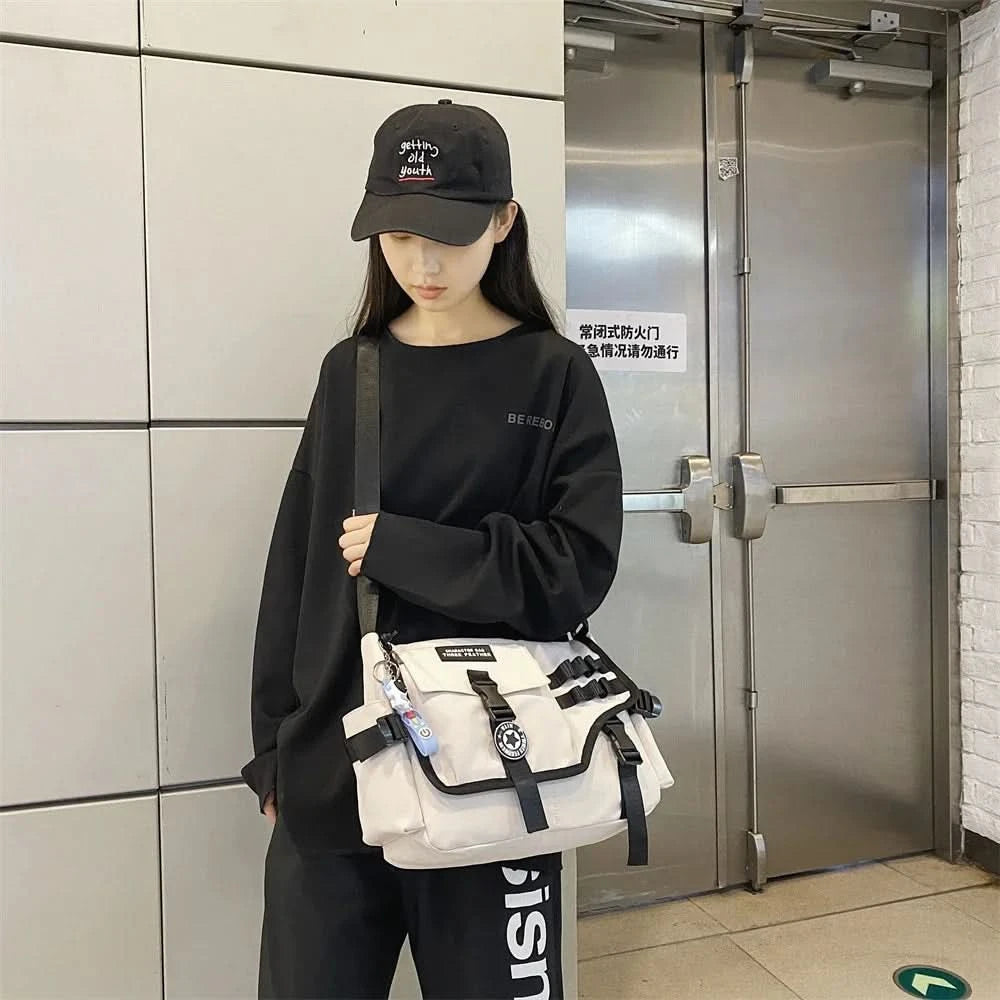 Unisex Nylon Fabric Messenger Bags Multi Pockets Large Capacity Shoulder Shopper Tote Bag Student School Satchels Female Handbag - M & M Global