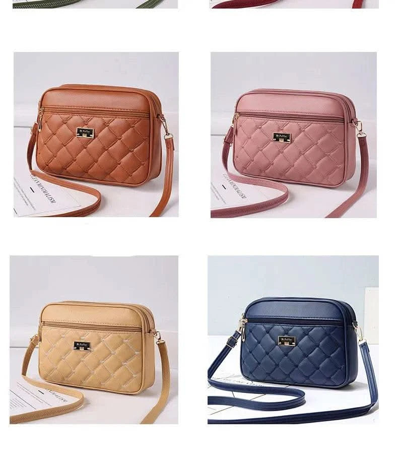 2025 Women's One Shoulder Small Square Handbag New Cross Border Foreign Trade Lingge PU Crossbody Versatile Small Messenger Bag - M & M Global
