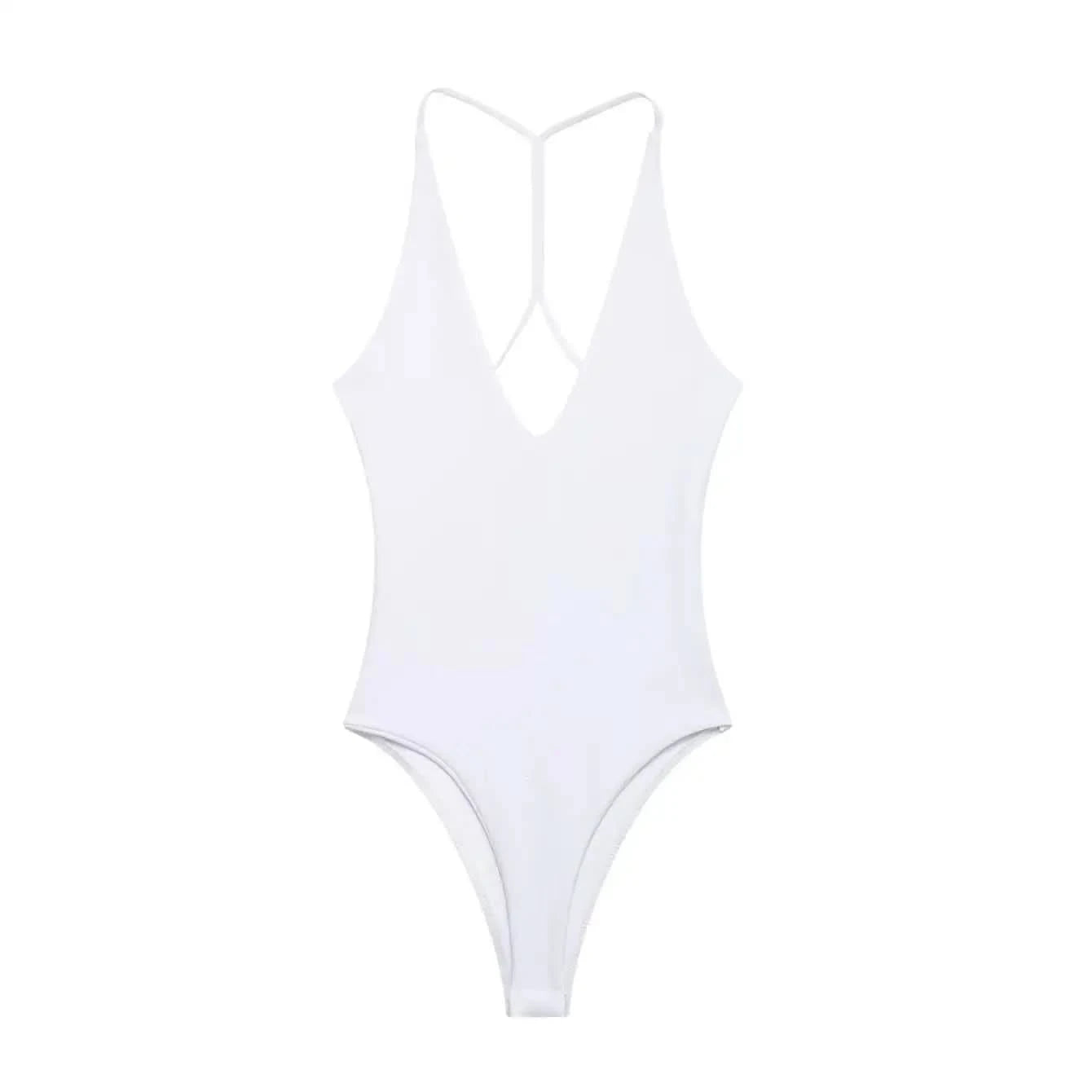 TFMLN Women Solid Bodysuit Sexy Backless Fashion Slim Women Top Chic V Neck Sling Body Suits Summer Female High Street Outwear - M & M Global