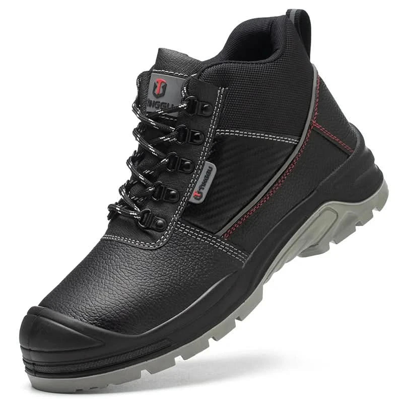 Widen Mens Steel Toe Work Boots Indestructible Shoes Anti-smash Anti-Punctur Construction Work Shoes Anti-static Protective Boot