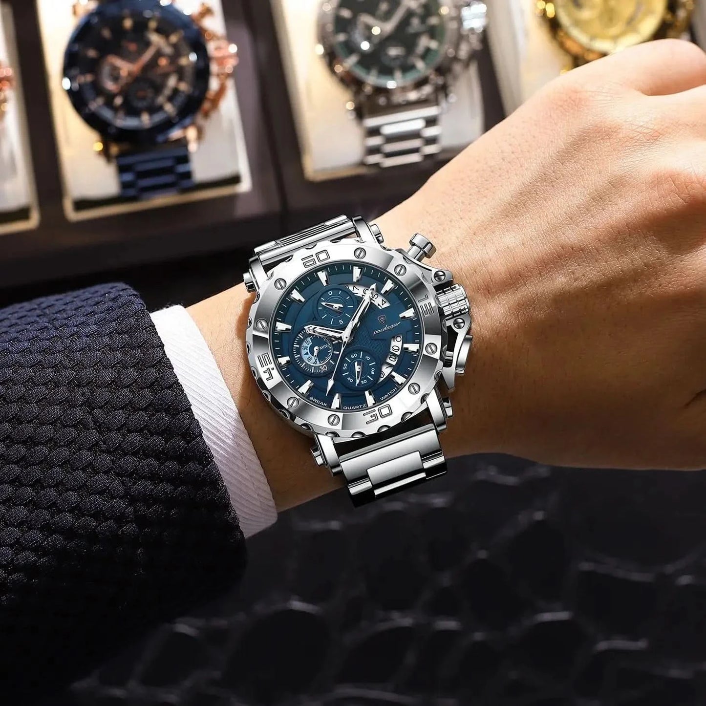 POEDAGAR Luxury Watch For Men Calendar Luminous Waterproof Man Clock Male Chronograph Stainless Steel Men's Quartz Watches Reloj - M & M Global