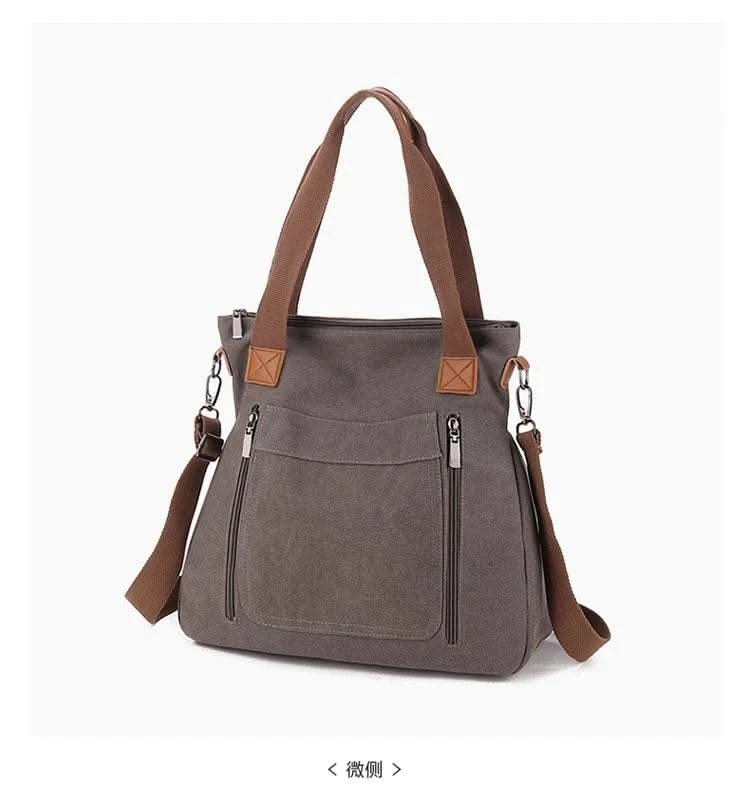 Cross-border large-capacity canvas women's bag, casual cross-body bag, Korean-style fashionable tote bag, simple handbag, new st - M & M Global