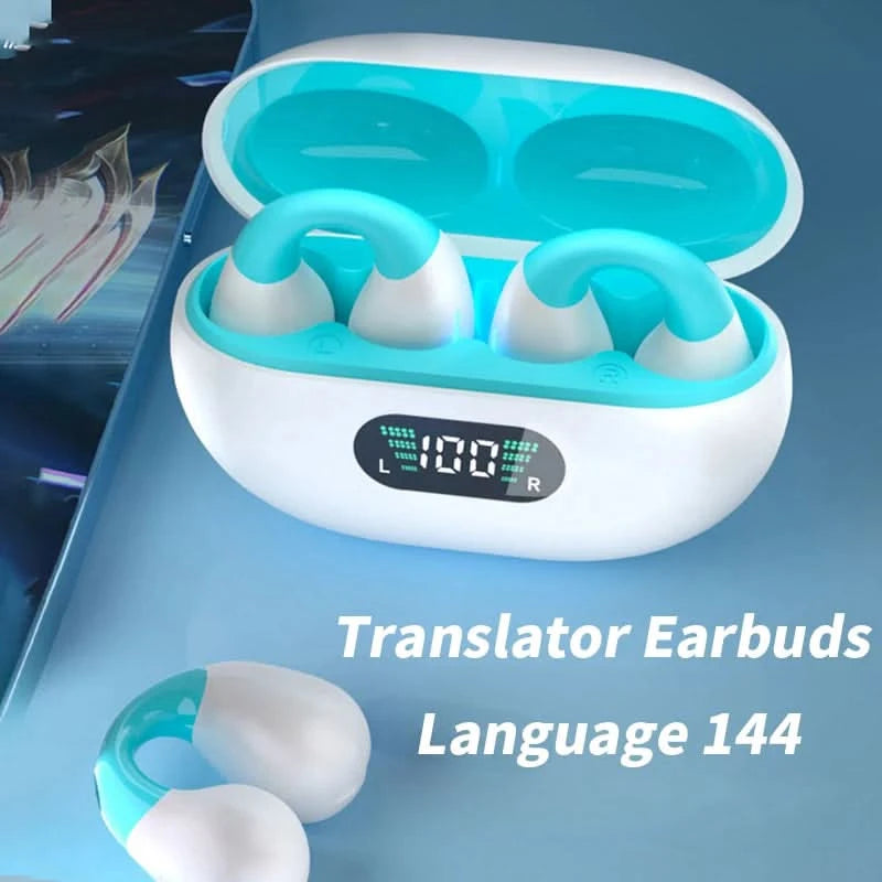 GREATWALL New AI Translation Earphones, Ear Clip High Definition Stereo Sound Quality Sports Fitness Wireless Earphones