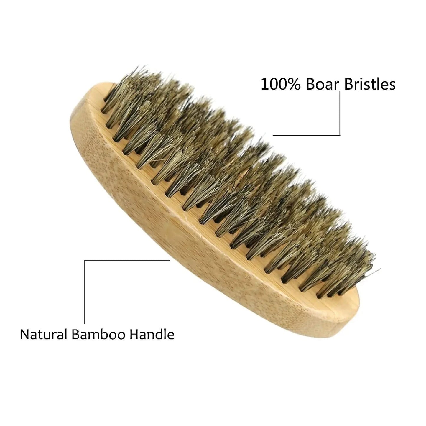 Men Shaving Bamboo Brush Comb Set Boar Bristle Portable Barber Beard Brush Comb Scissors for Facial Cleaning Styling Tool - M & M Global