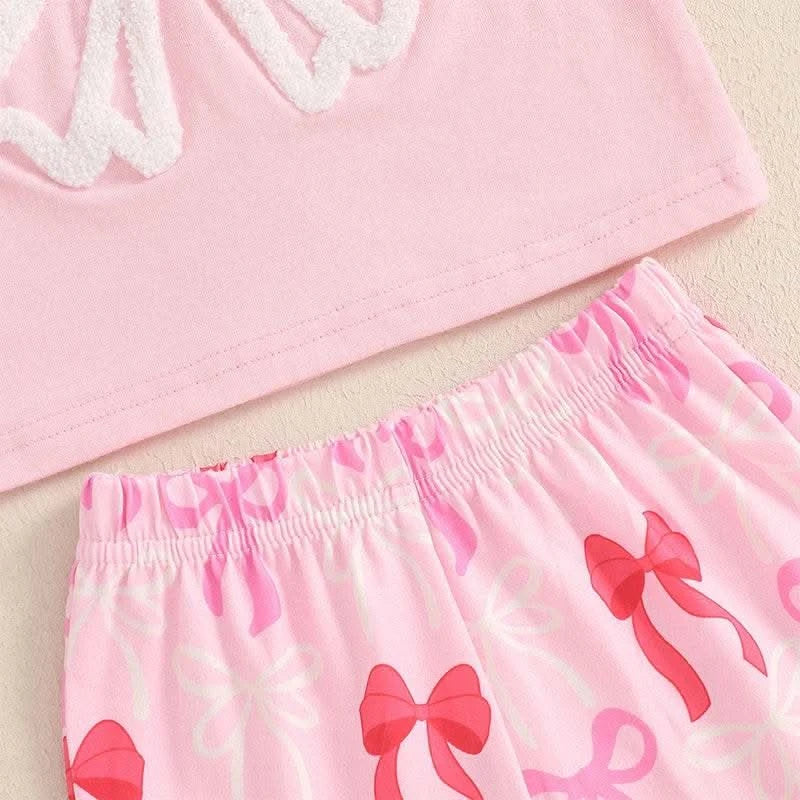 Cute Matching Baby Toddler Brother Outfit Bow Fly Sleeve Tops Elastic Waist Ruffle Shorts 2 Piece Summer Set for Siblings - M & M Global