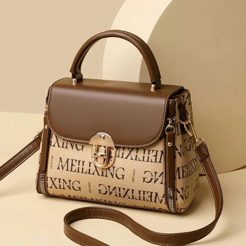 Bags for Women, Printed Fashionable Hand-Held Locks, Commuting Small Square Bag, Fashionable and Versatile Shoulder Crossbody Ba - M & M Global
