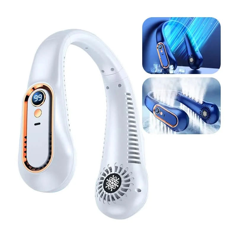 Hanging Neck Fan Digital Display Power Ventilador Bladeless Neckband Fan Portable Mini Air Cooler USB Rechargeable Electric Fans - M & M Global