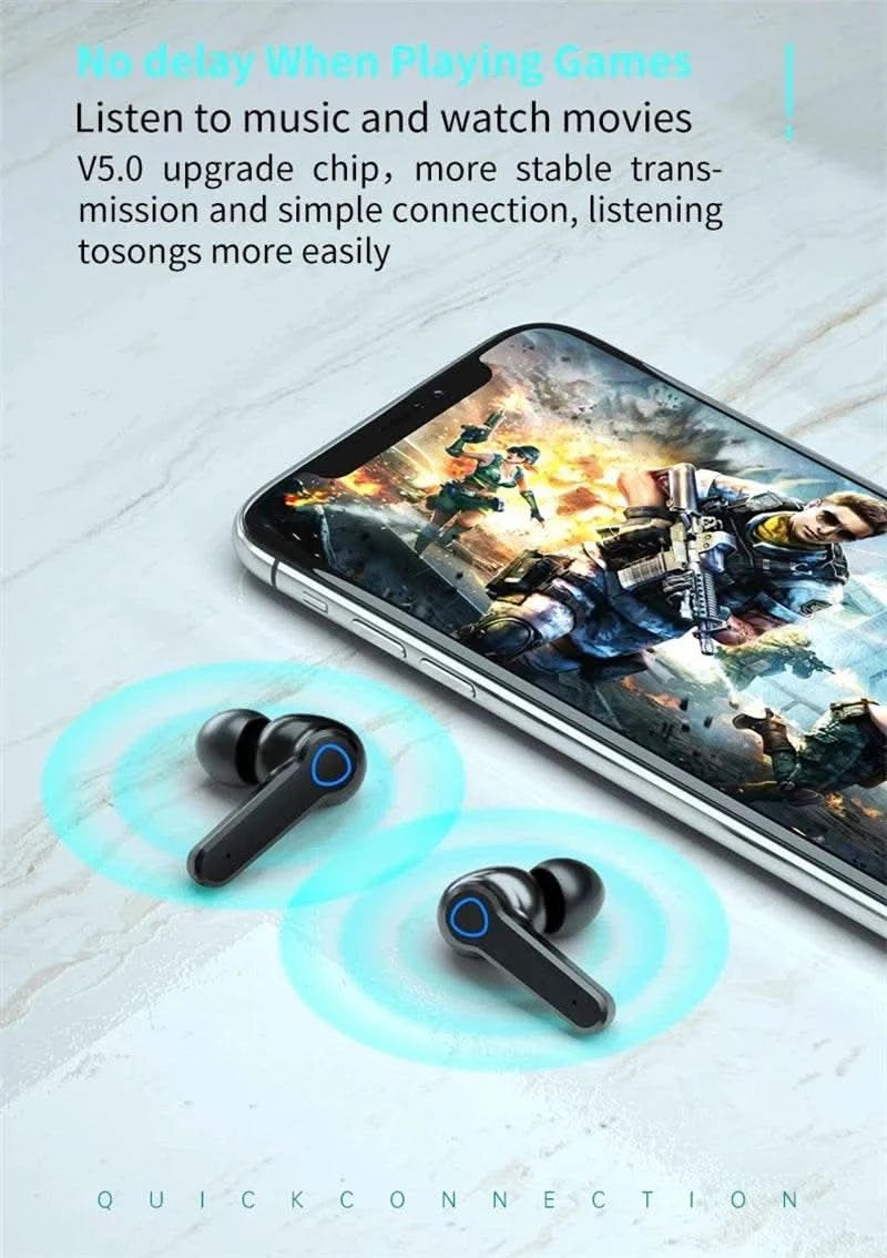 #M19 Bluetooth Headset Wireless Tws Gaming Support Noise-cancelling Touch In-ear Mini Emergency Power Bank Headset - M & M Global