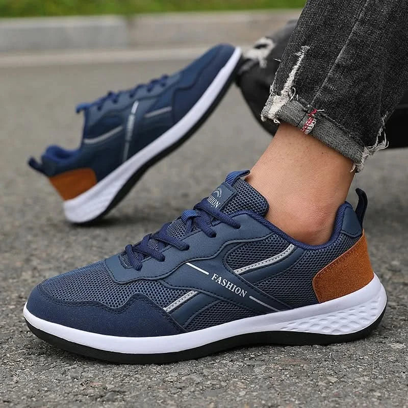 Men's Pu Leather Shoes 2025 New Lightweight Non-slip Sneakers Breathable Male Outdoor Running Shoes Lace Up Soft Sport Shoes - M & M Global