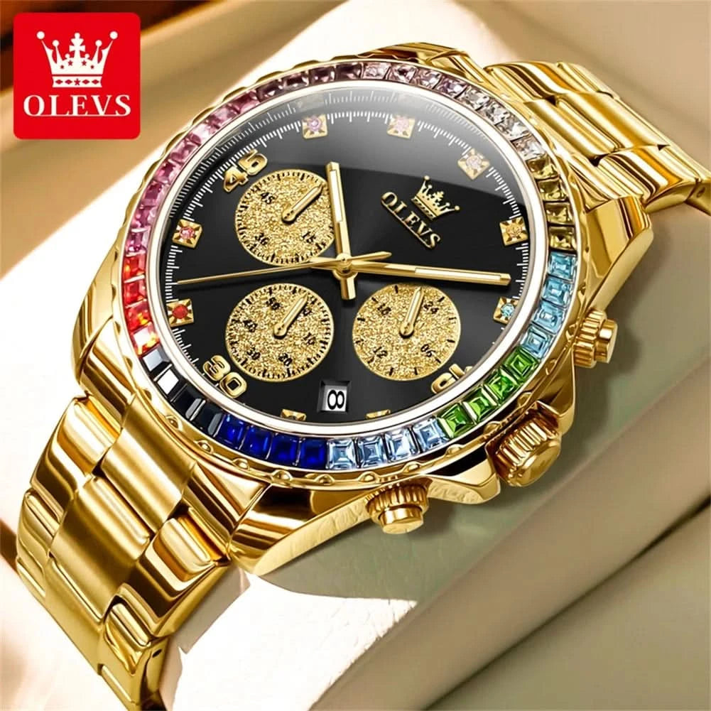 OLEVS 2939 Mens Watch Original Brand Quartz Watch Waterproof Luminous Watch For Men Multifunctional Chronograph Sport Date Reloj - M & M Global