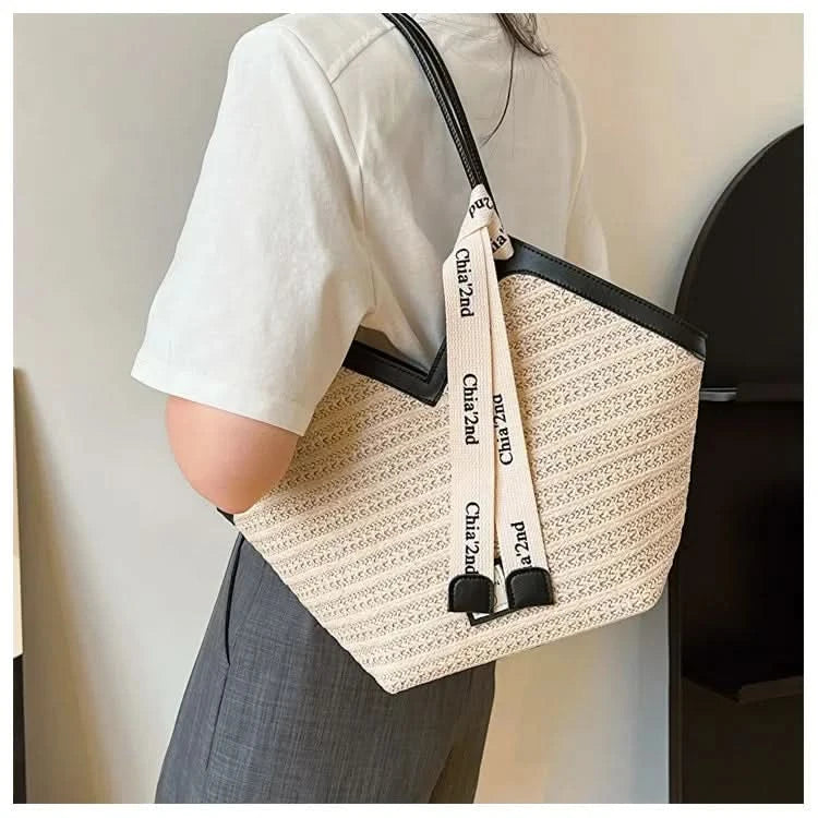 Straw Beach Bag Vintage Handmade Woven Shoulder Bag Raffia circle Rattan bags Bohemian Summer Vacation Casual Bags - M & M Global