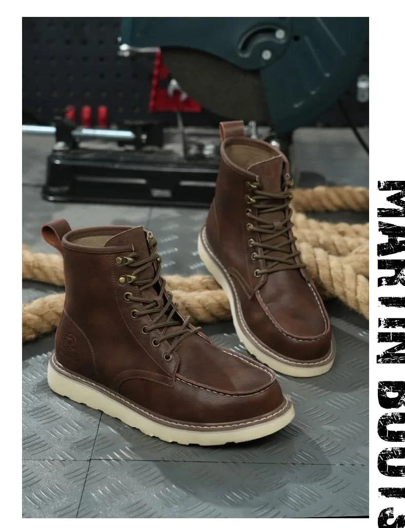 Two layer cowhide high top anti-smash anti-puncture breathable fashion labour insurance shoes