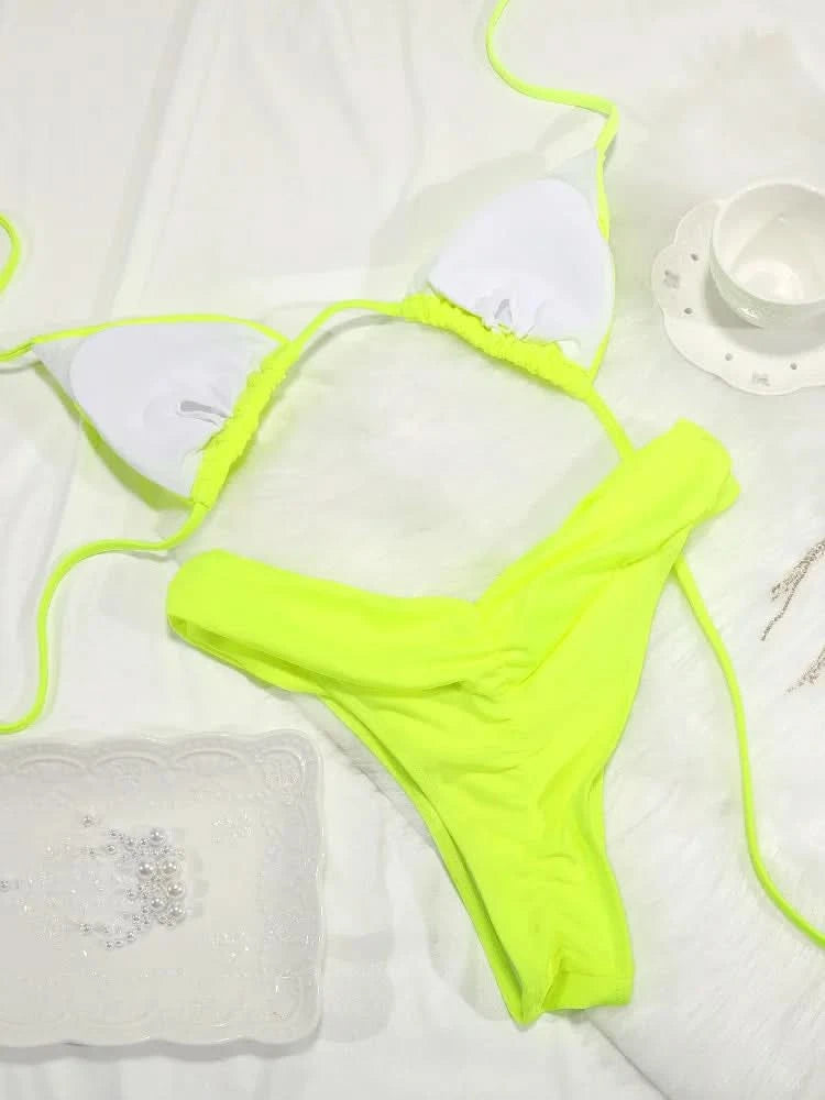 Summer 2025 Bikini Luxury Swimwear Women Biquini Folds Bikini Set Bathing Suit Women Swimsuit High Grade Champagne Bikinis Beach - M & M Global