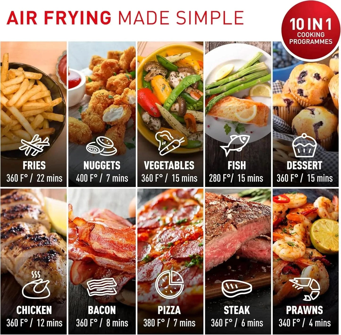 Easy Fry Max 5.3 qt Digital Air Fryer: 10 Versatile Cooking Programs, Intuitive Touchscreen, Dishwasher-Safe Basket, Fast and He - M & M Global