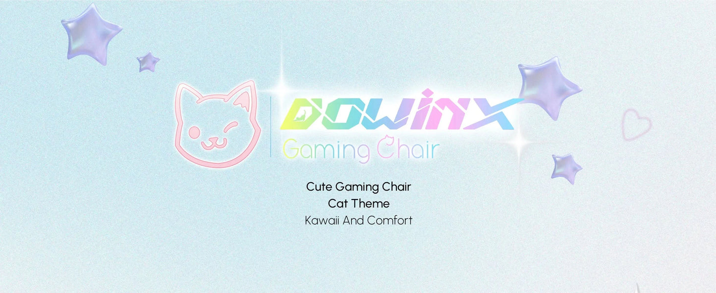 Dowinx Gaming Chair Cute with Cat Ears and Massage Lumbar Support, Ergonomic Computer Chair for Girl with Footrest and Headrest