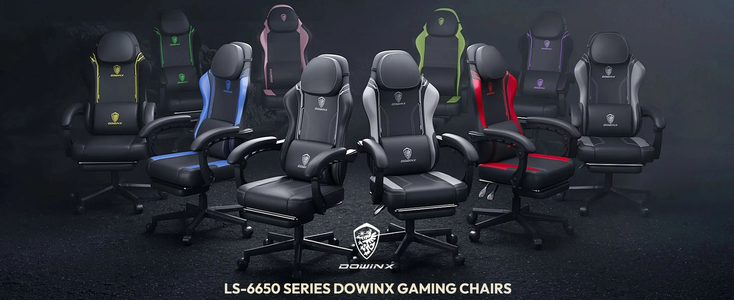 Dowinx Gaming Chair with Pocket Spring Cushion, Ergonomic Game Chair with Massage Lumbar Support and Footrest for Adults