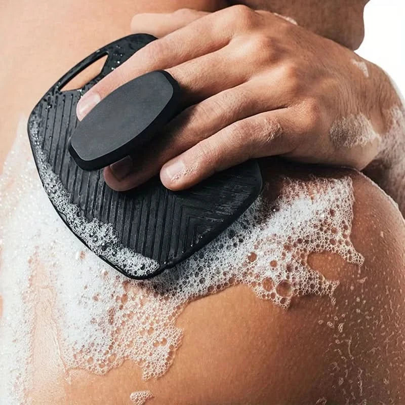 Exfoliating Silicone Cleansing Brush Body Scrubber Cleans Massages Skin Bathroom Accessories Bath Brush Cleanser No Slip Handle - M & M Global