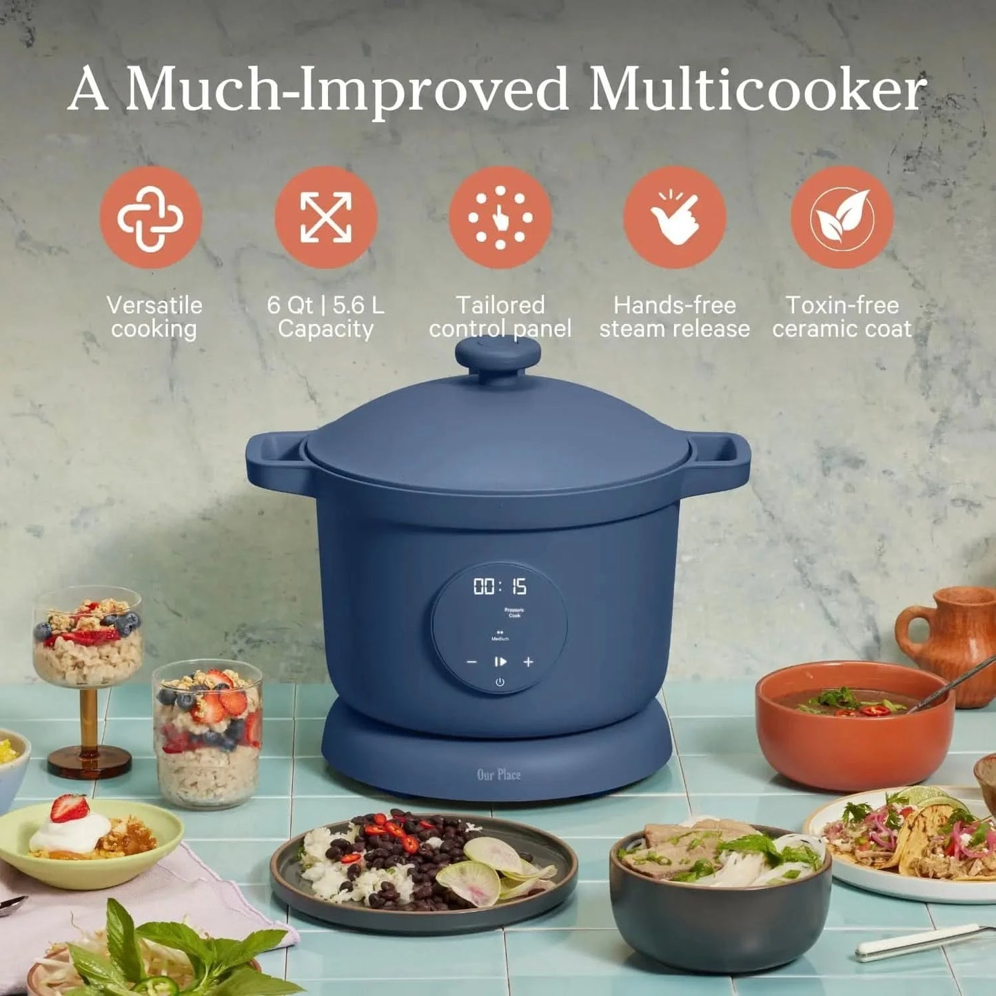Dream Cooker | 6-quart Multicooker | 4 Versatile Modes | Pressure Cook, Slow Cook, Sear & Saute, Keep Warm | Hands-Free Steam Re - M & M Global