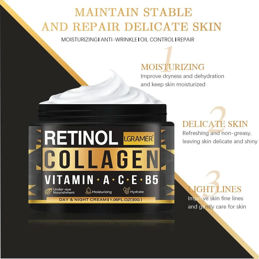Men's Retinol Collagen Face Cream Skincare Moisturizing Brightening Hydrating Smooth Wrinkles Firming Facial Men Skin Care - M & M Global