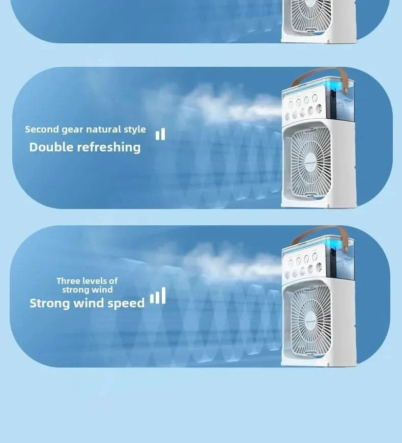 Portable 3 in 1 Mini AC Air Cooler Fan Humidifier with LED Light for Home Office Bedroom Camping Cooling - M & M Global