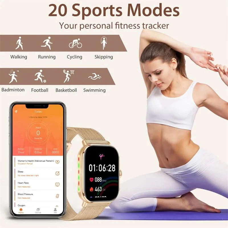 1.95 Inch Large Screen Women Outdoor Sports Smartwatch Plus - Touchscreen, Motion Tracking, Wireless Connectivity