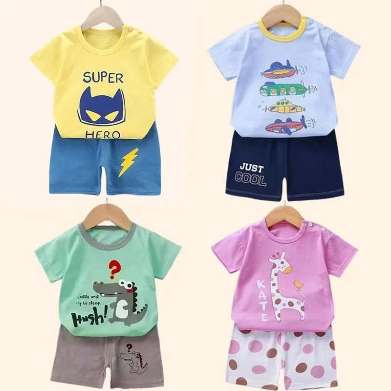 2PCS Children's Sets mother Kids Clothes Boys Girl T-shirt Shorts Summer Cotton Short sleeve Baby Children Clothing Toddler Suit - M & M Global