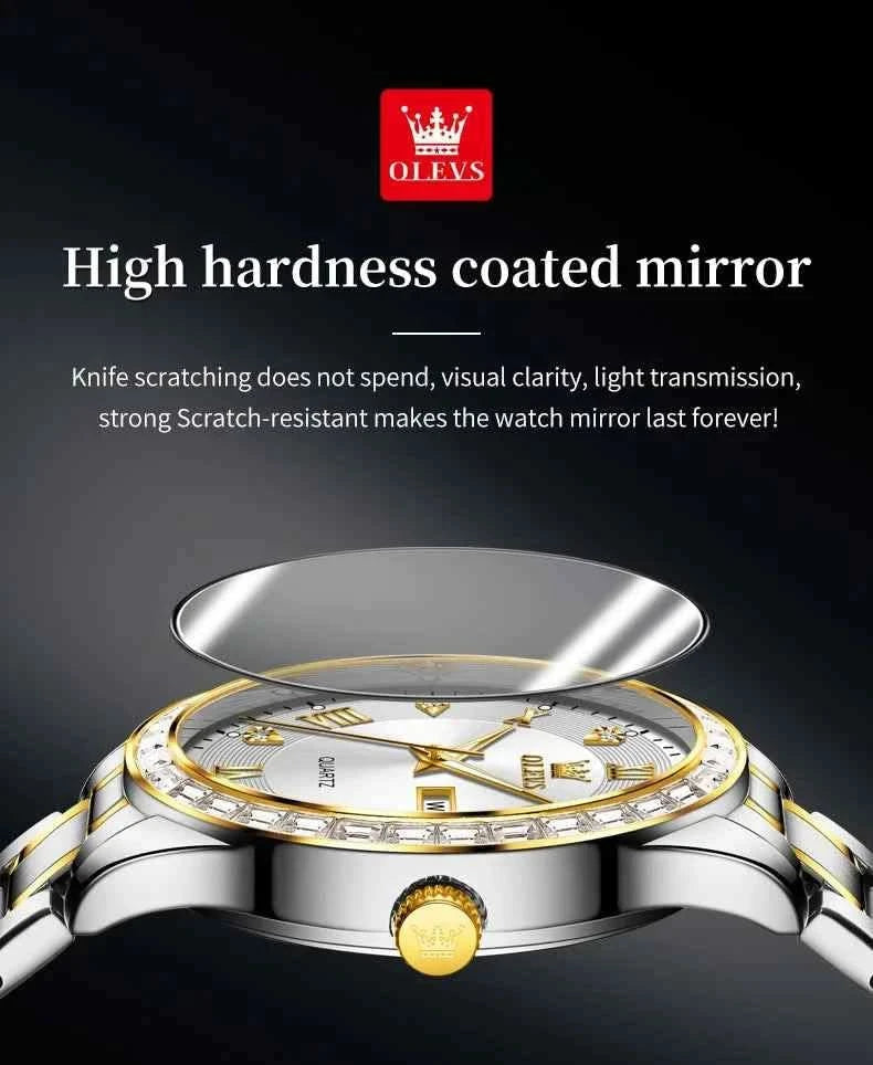 OLEVS 9906 Quartz Men's Watch Classic Fashion Men's Business Waterproof Stainless Steel Diamond dial Top Luxury Brand Men Watch - M & M Global
