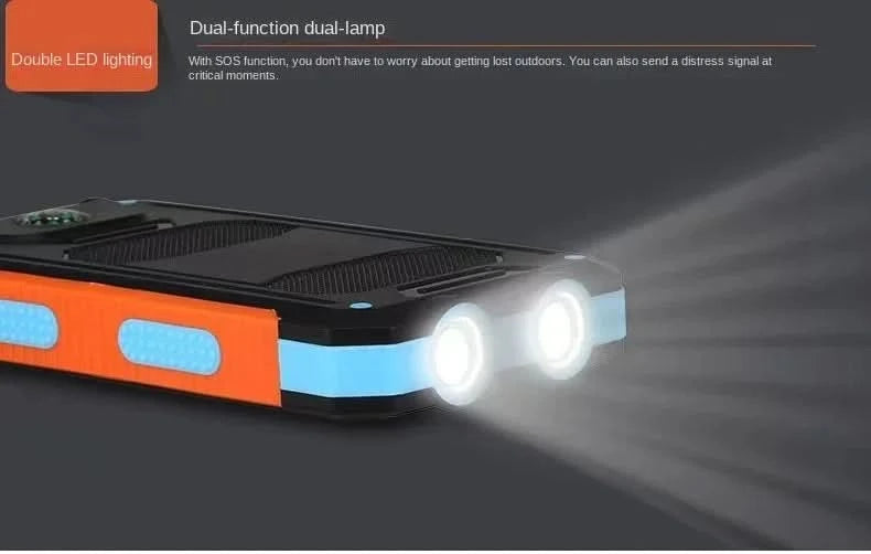 BCAK Brand Power bank Outdoor 200000mAh Large Capacity Solar Power Bank Portable With Lanyard Compass External Battery Camping - M & M Global