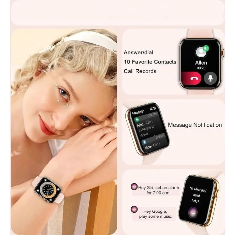 Smart Fitness Watch - Compatible with Android & iPhone, Wireless Calling, Text Reminders, Built-in Activity Tracker for Multiple