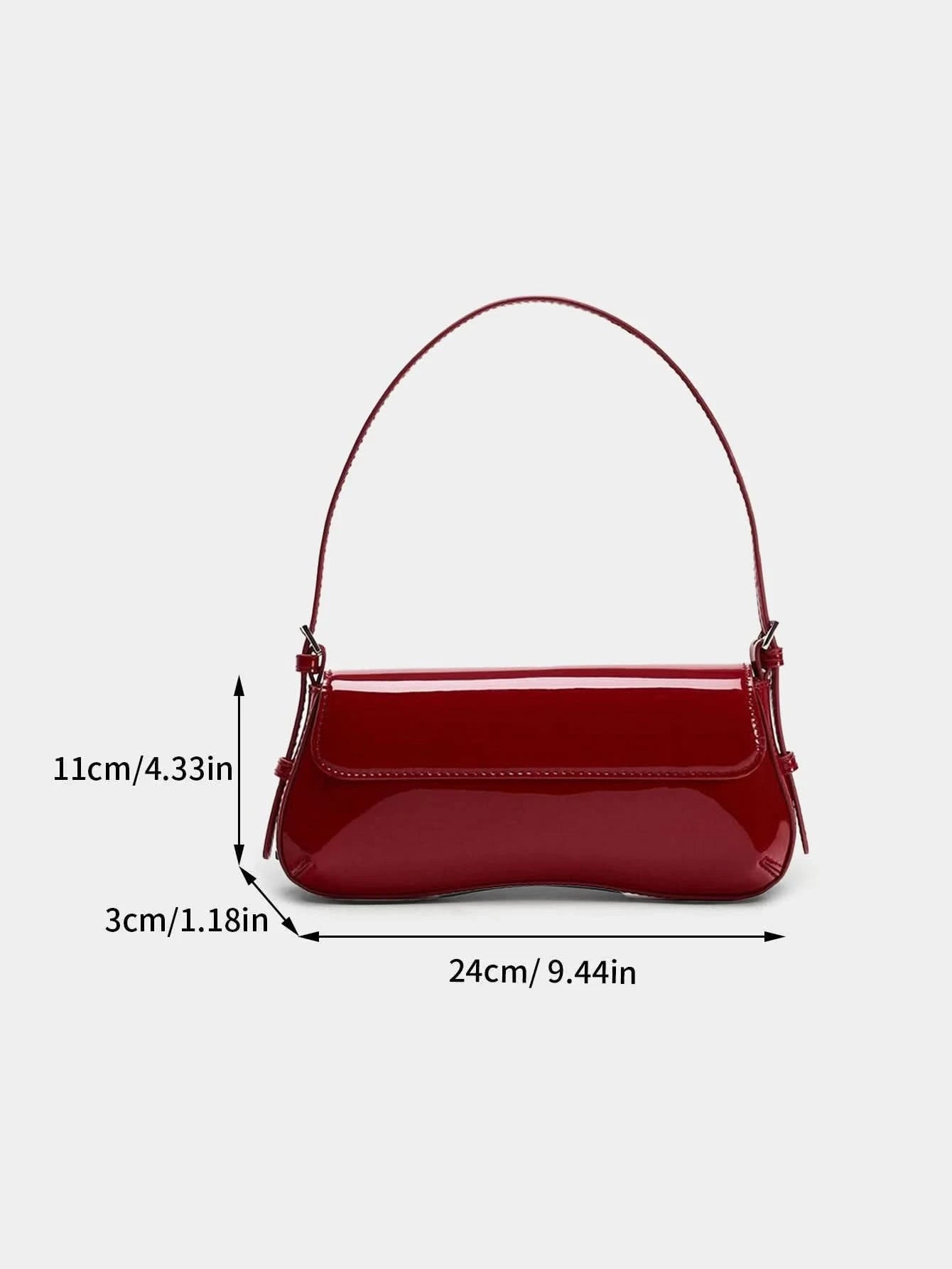Red Baguette Underarm Bag New Fall 2024 Fashion simple commuter clamshell vintage shoulder bag - M & M Global