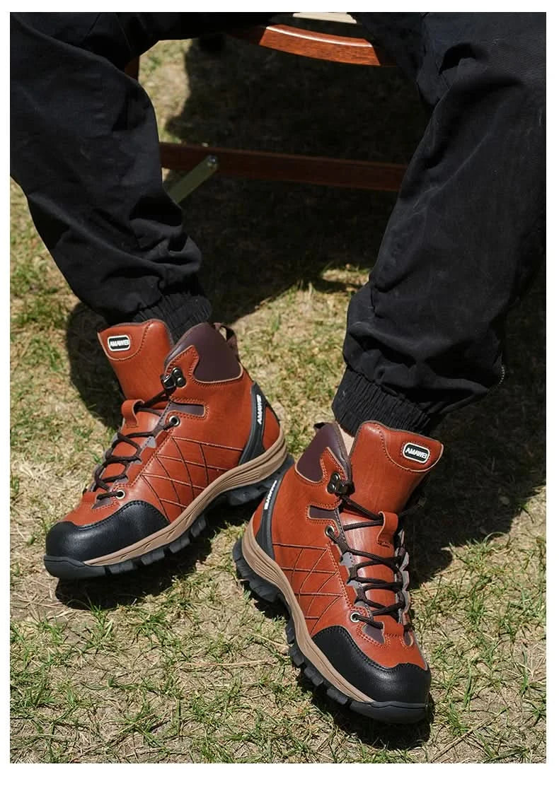 Men’s Steel Toe Work Shoes Widen Metatarsal Protection Puncture-Resistant Slip & Abrasion-Resistant Construction Work Shoes