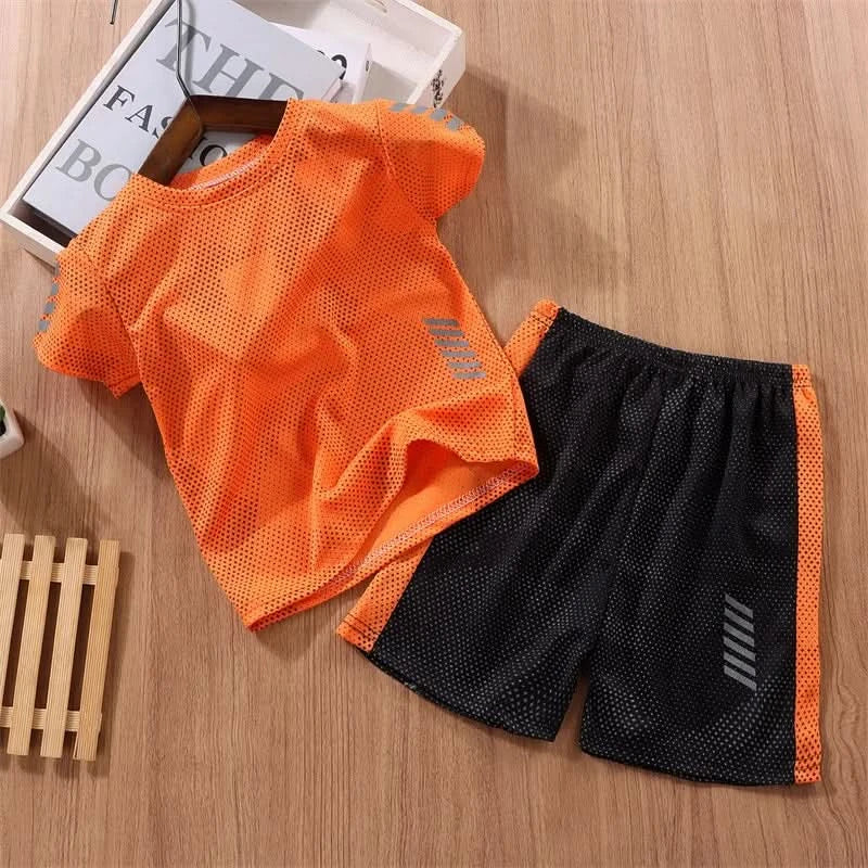 Boy Girl Sports Set Summer Teenager Clothing Suit New Children T-shirt+Shorts 2Pcs Outfits Baby Kids Breathable Sport Sets 2-14Y - M & M Global