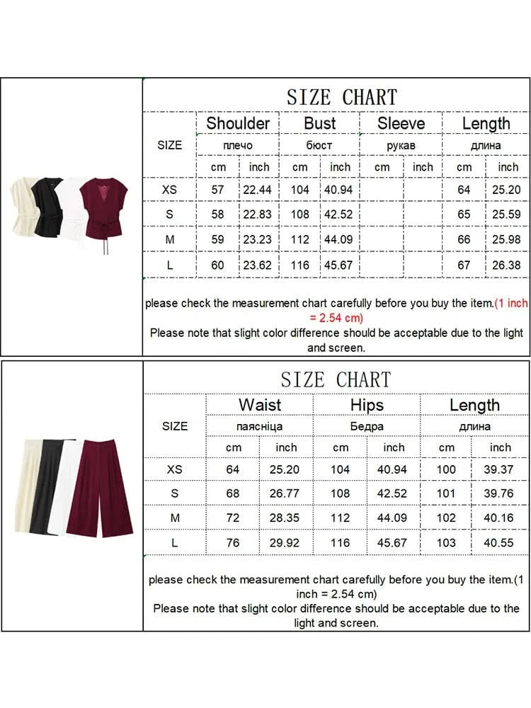 TFMLN Fashion Women's Trouser Suits Sleeveless V-Neck Top With Belt Straight Pants Sets 2025 Spring Summer Commuter 2 Piece Set - M & M Global