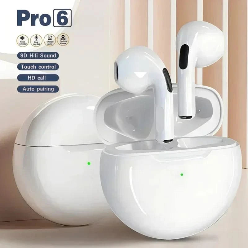 Pro 6 TWS Bluetooth Earphones Wireless Bluetooth Headset Noise Cancelling Earbuds with Mic Pro6 Wireless Headphones for IPhone - M & M Global