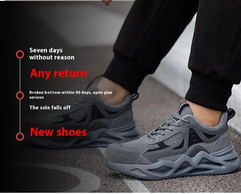 Men's Comfortable Soft-Soled Smash and Puncture Resistant Work Shoes