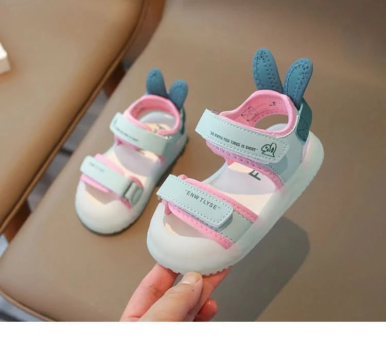 Children's Sandals 2-12 Years Old Cartoon Greenish Pink Soft Boys Girls Beach Shoes Casual Non-slip Kids Baby Sports Sandals - M & M Global