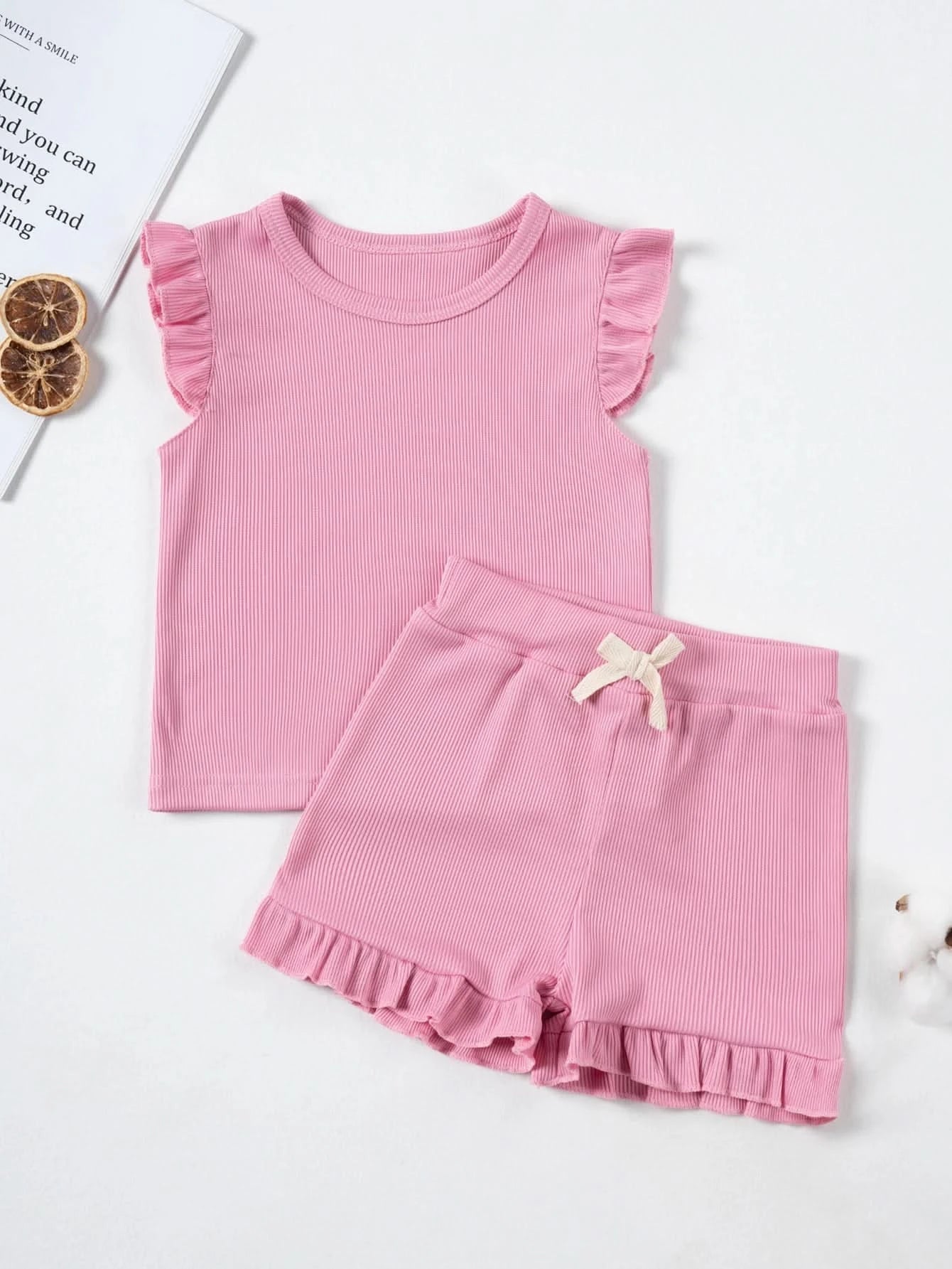 2024 Summer Hot selling Little Girl Daily Casual Clothing Minimalist Little Girl Polyester Set Cool Sleeveless Shorts Set Girl - M & M Global