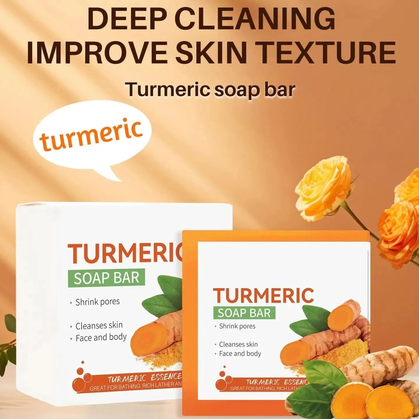 Hand Made Turmeric Soap Body Cleaning Lightening Dark Underarm Leg Body Cleansers Brightening Face Soap Tender Skin Care Beauty - M & M Global