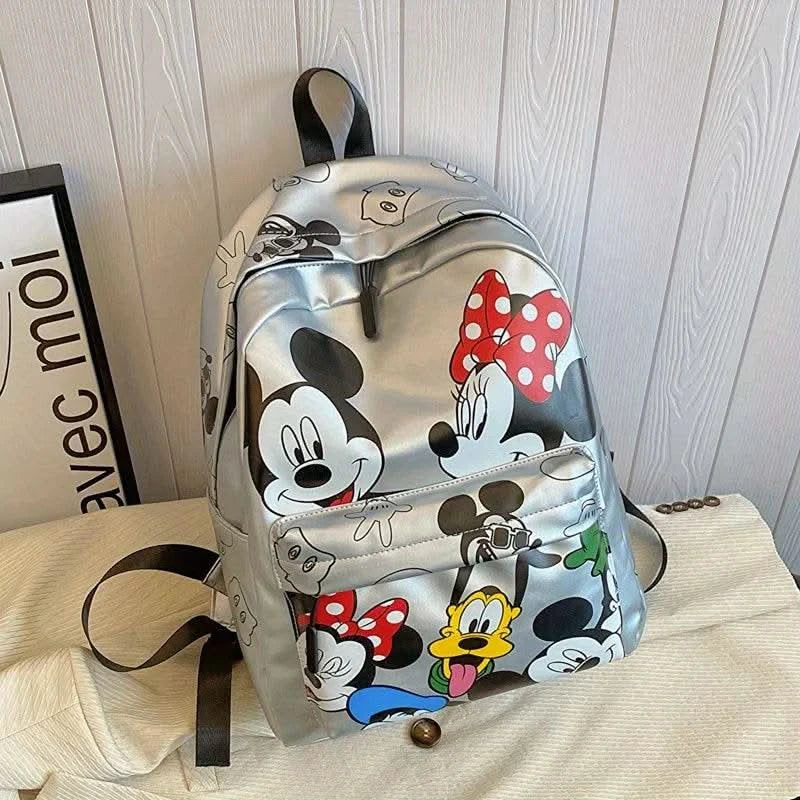 Disney Mickey PU Leather Backpack New Cute Cartoon Laptop Bag Minnie Mouse Large Capacity School Bag for Women Fashion Tote Bag - M & M Global