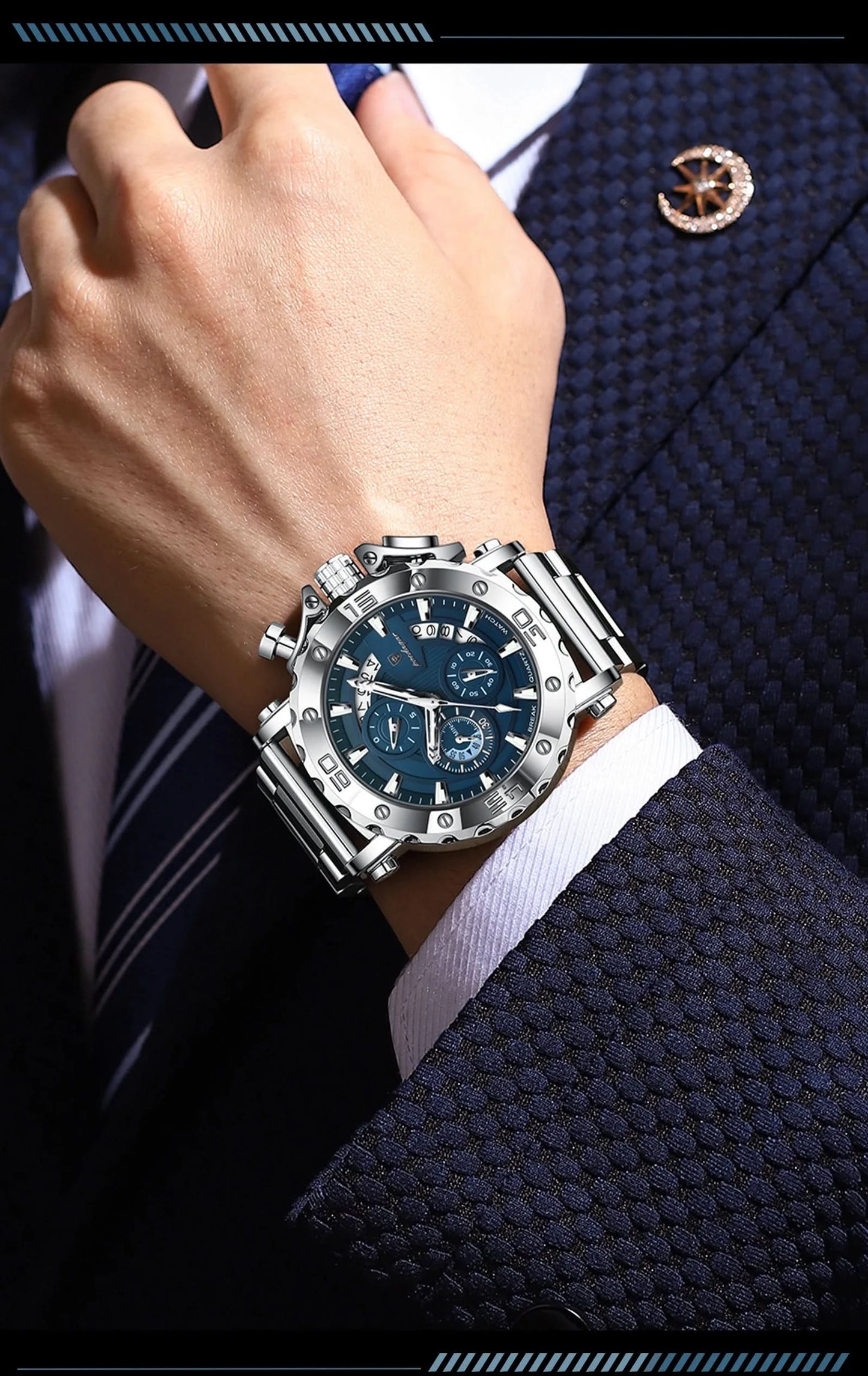 POEDAGAR Luxury Watch For Men Calendar Luminous Waterproof Man Clock Male Chronograph Stainless Steel Men's Quartz Watches Reloj - M & M Global