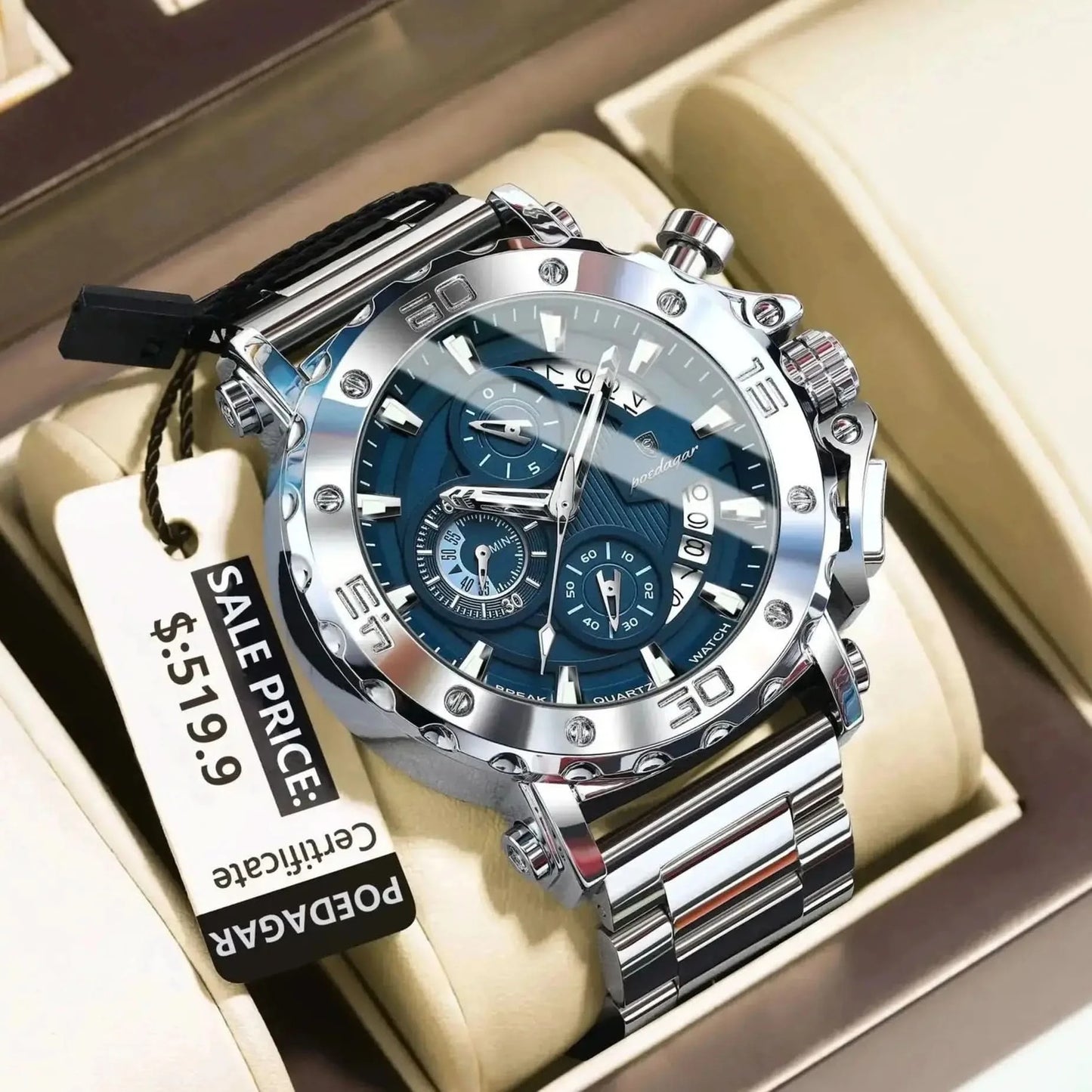 POEDAGAR Luxury Watch For Men Calendar Luminous Waterproof Man Clock Male Chronograph Stainless Steel Men's Quartz Watches Reloj - M & M Global