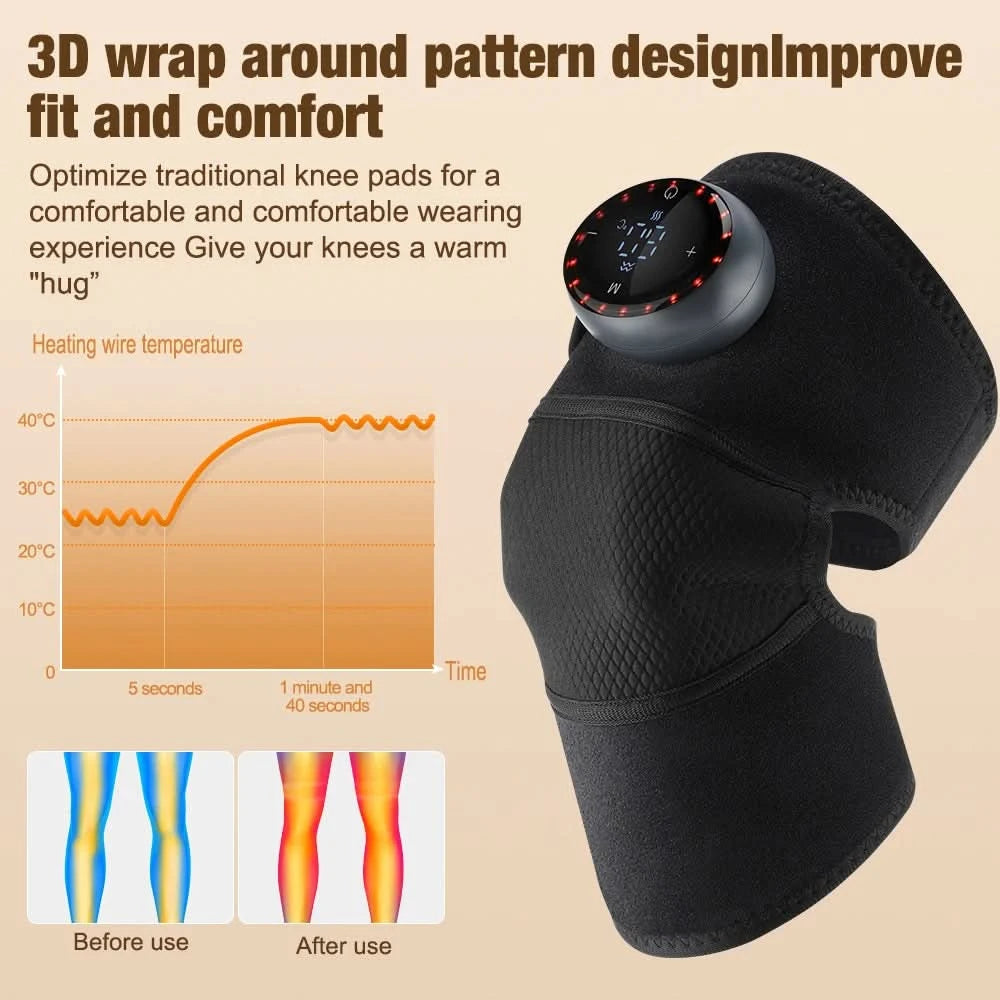 Heating Massage Knee Pad Shoulder Elbow Smart Vibration Hot Compress Protemote Blood Circulation Muscle Relax Joint Massager - M & M Global