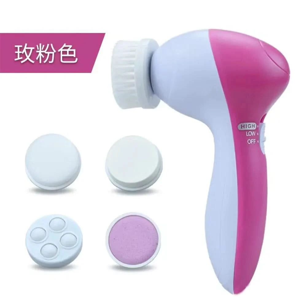 Electric Facial Cleaner 5 IN 1 Face Cleansing Brush Wash Machine Spa Skin Care Massager Blackhead Cleaning Facial Cleanser Tools - M & M Global