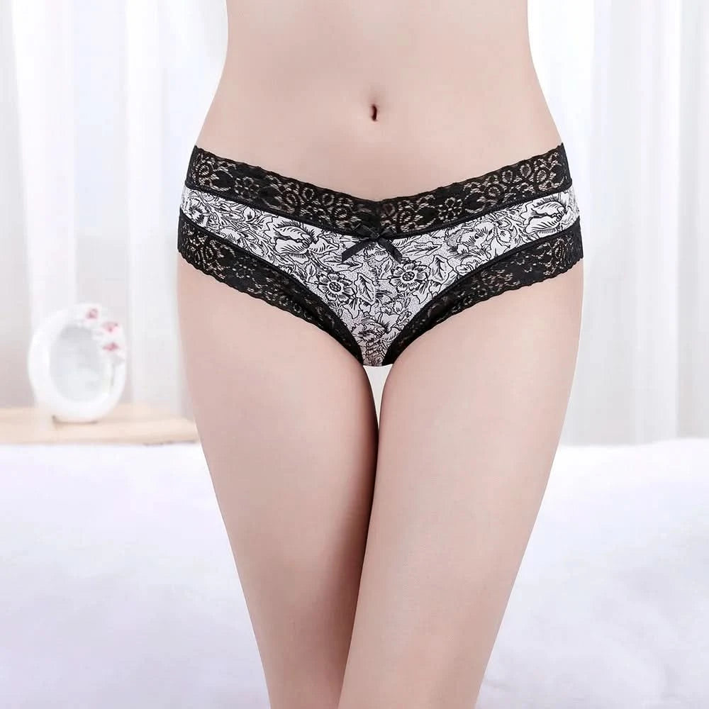 Sexy Lace Women Panties Cotton Underwear Girls Bow Briefs New Ladies Bikini 6 Pcs/set - M & M Global