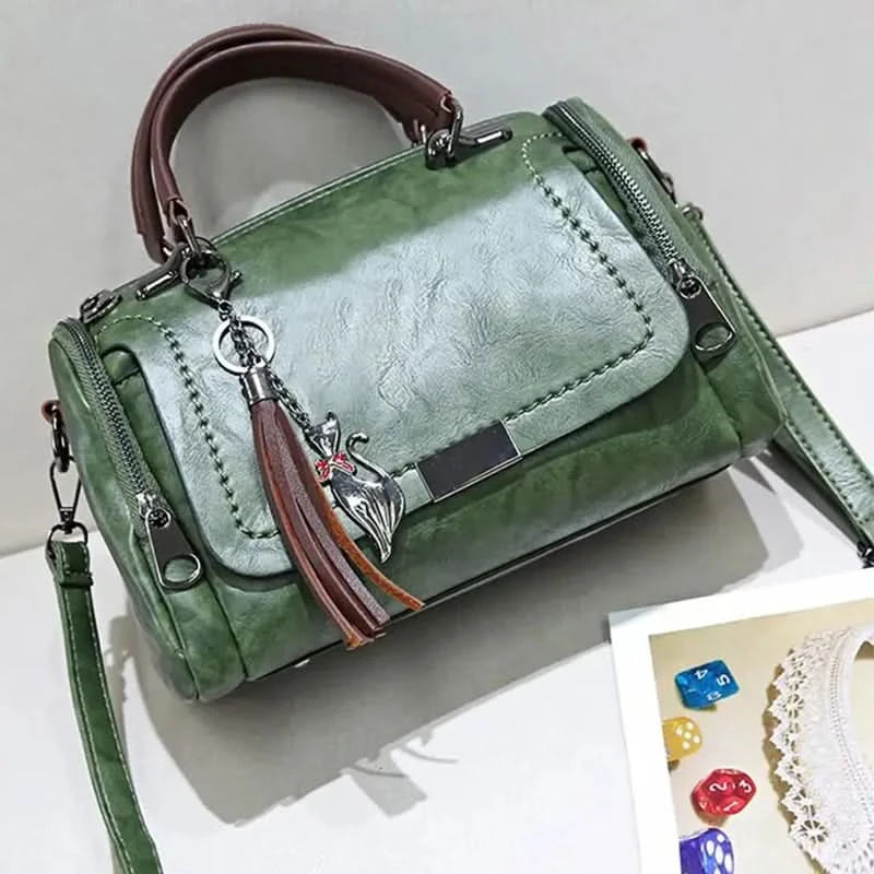 Yogodlns Tassel Decor Handbag, Women's Large Capacity Shoulder Bag, Fashion Zipper Crossbody Bag With Removable Strap - M & M Global