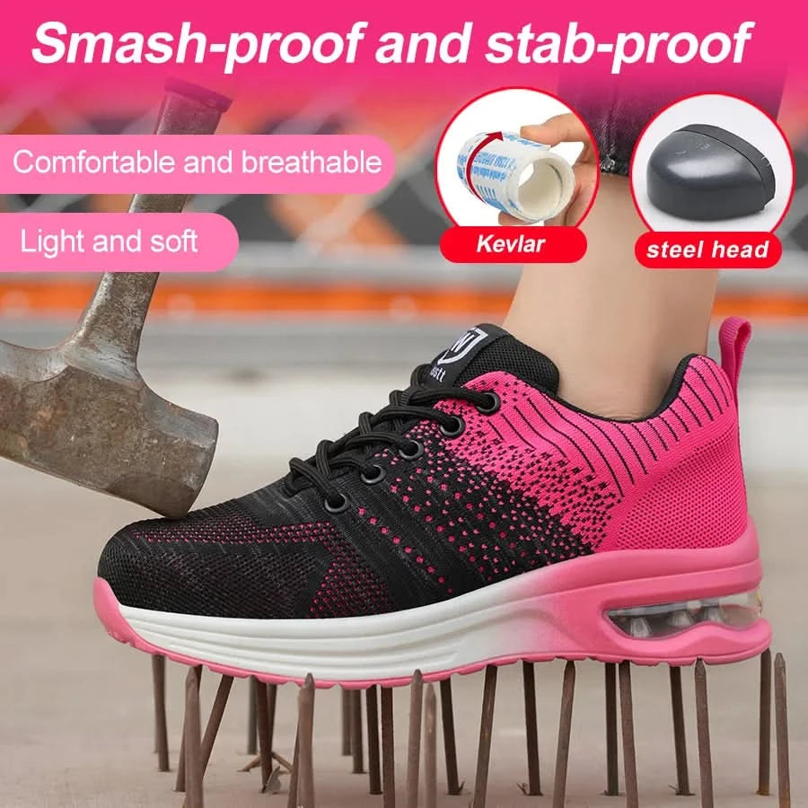 Two layer cowhide men's anti-smash anti-puncture high top work safety shoes