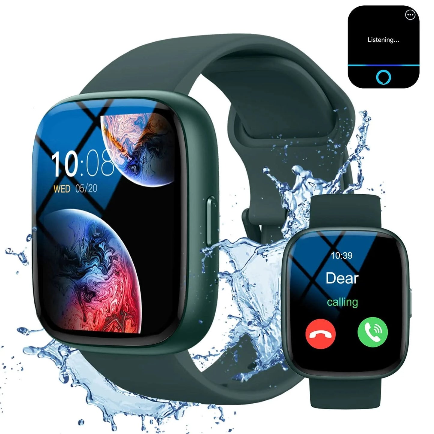 Smart watch, Alexa voice, multi-sport mode, message reminder viewing, suitable for men and women, custom wallpaper
